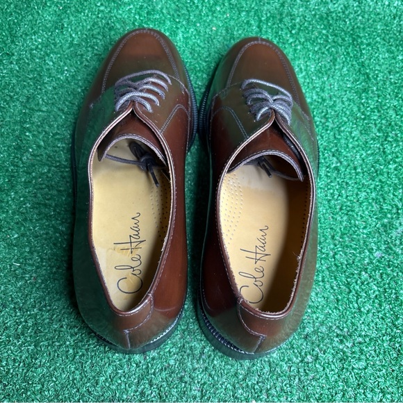 Cole Haan Men’s 8.5 Brown Patent Leather Split Toe Oxford Shoes - NEW - Picture 5 of 12